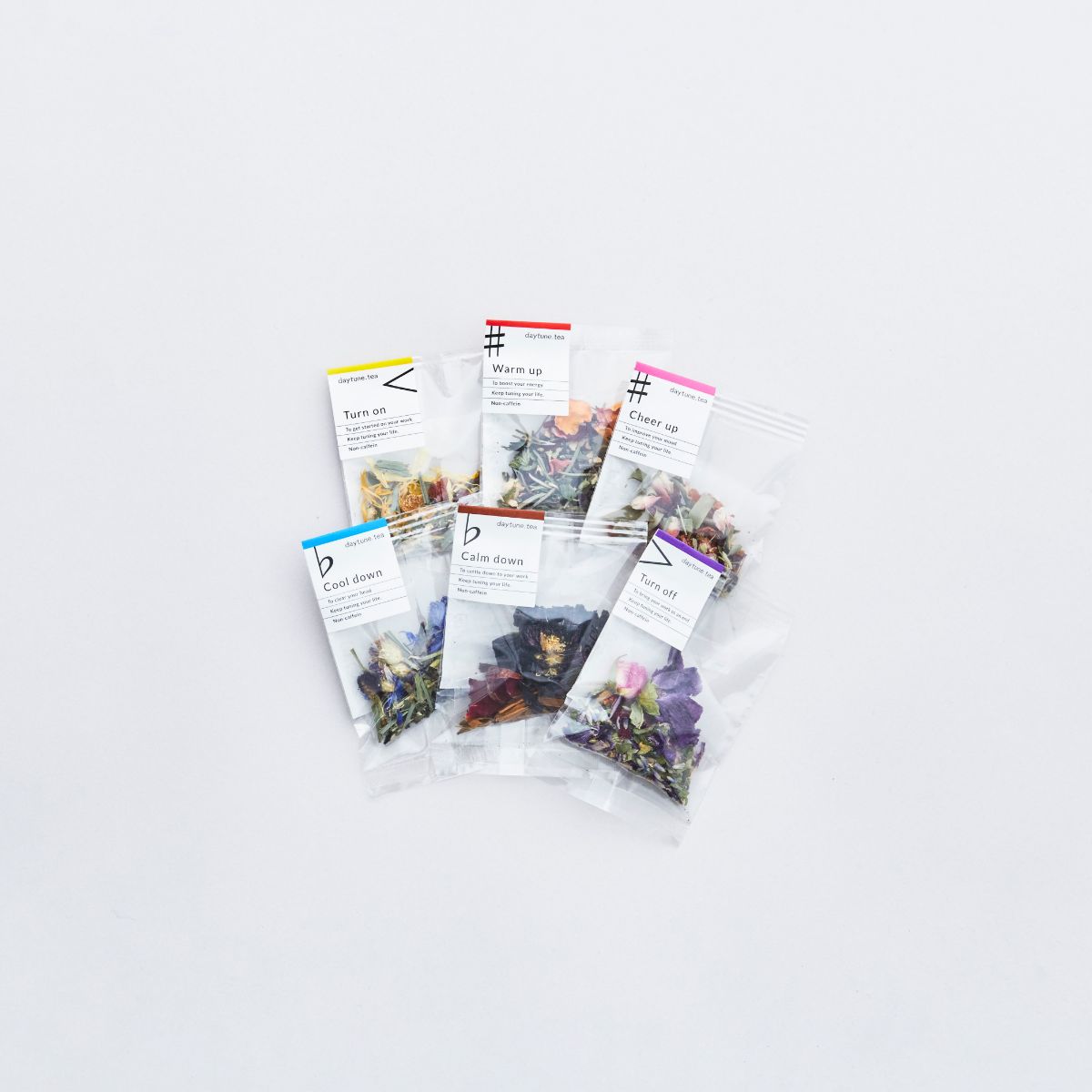 【卸販売】daytune. tea クリアバッグ（6種類×1個、5点セット）